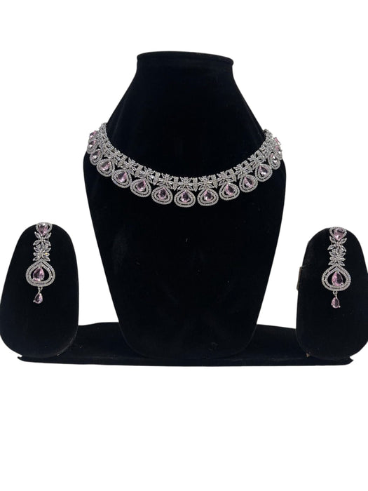 Rose American Diamond Necklace Set