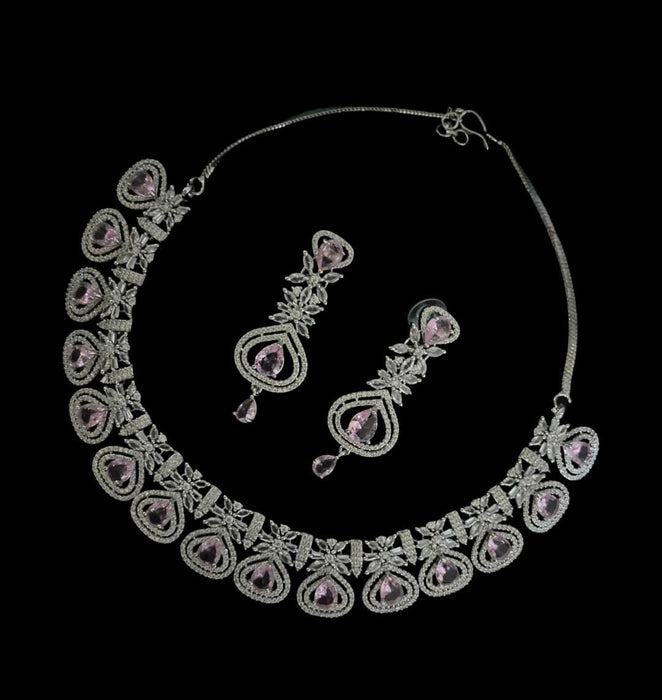 Rose American Diamond Necklace Set