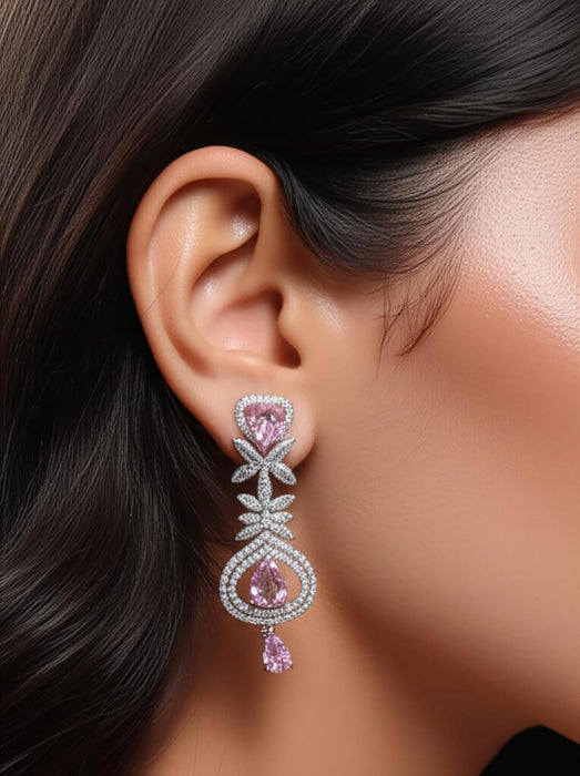 Rose American Diamond Necklace Set